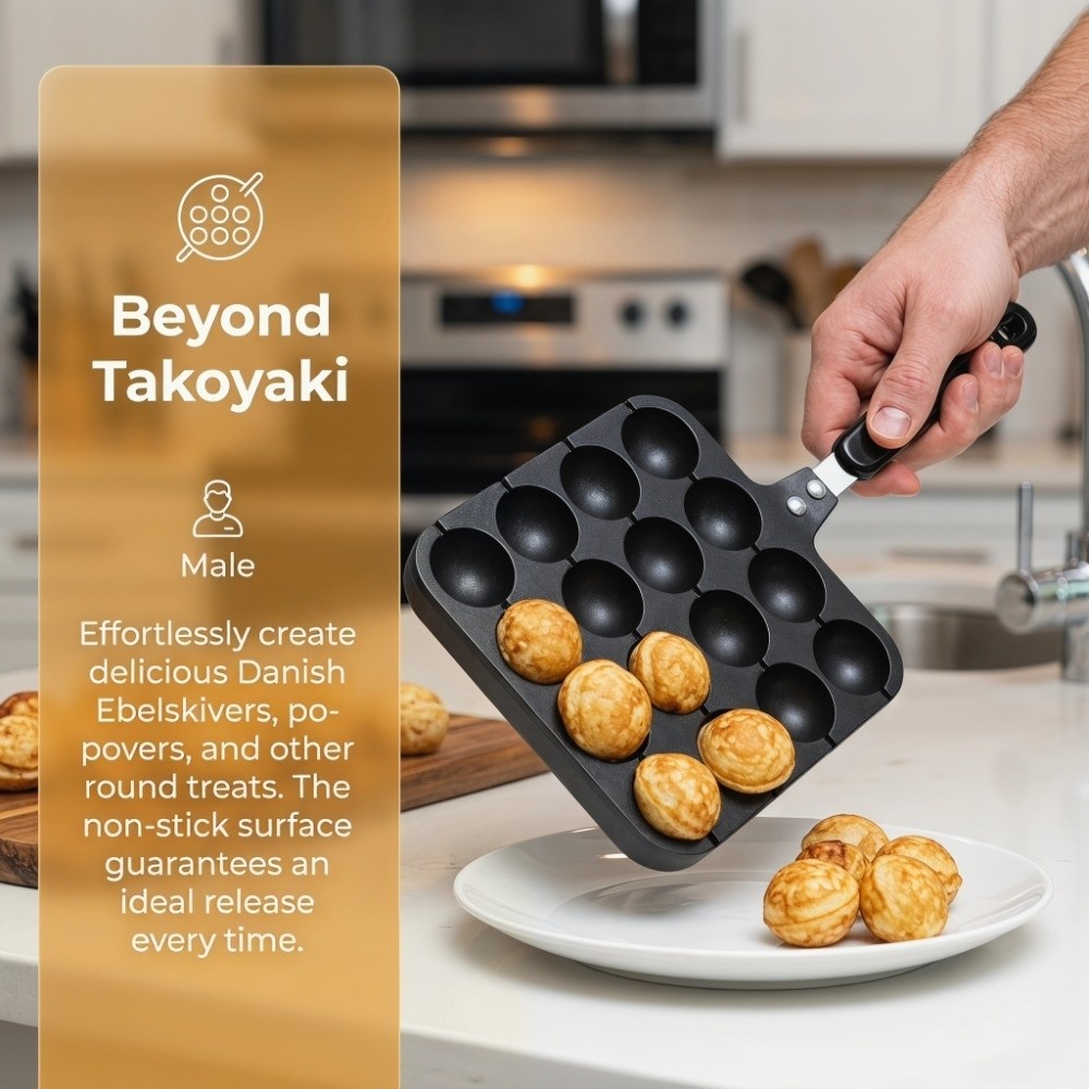 Takoyaki Pan Cast - Cast Aluminum Takoyaki Grill Pan Non-Stick