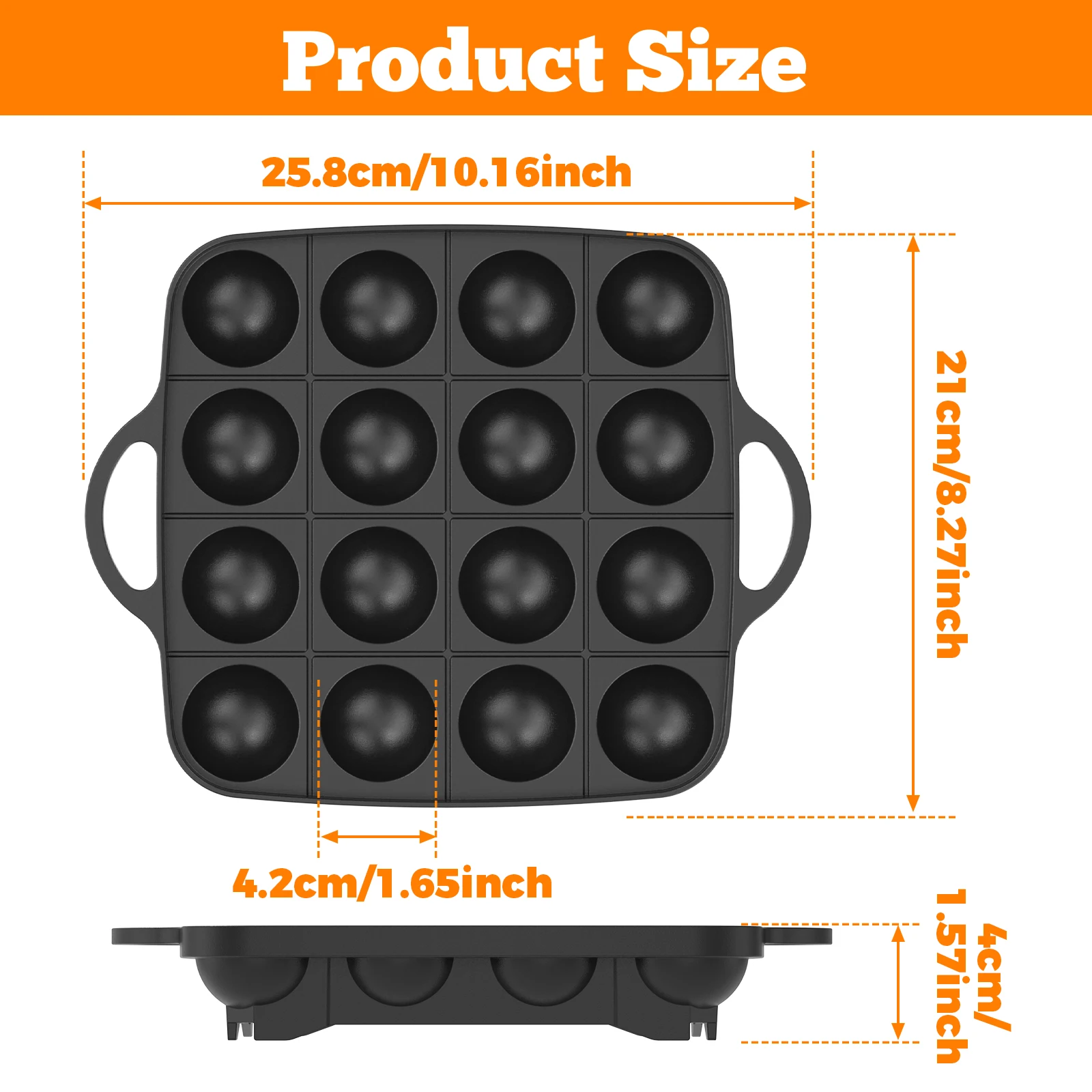 16 Holes Takoyaki Pan Cast Alu - Takoyaki Pan Cast ulasan dan harga
