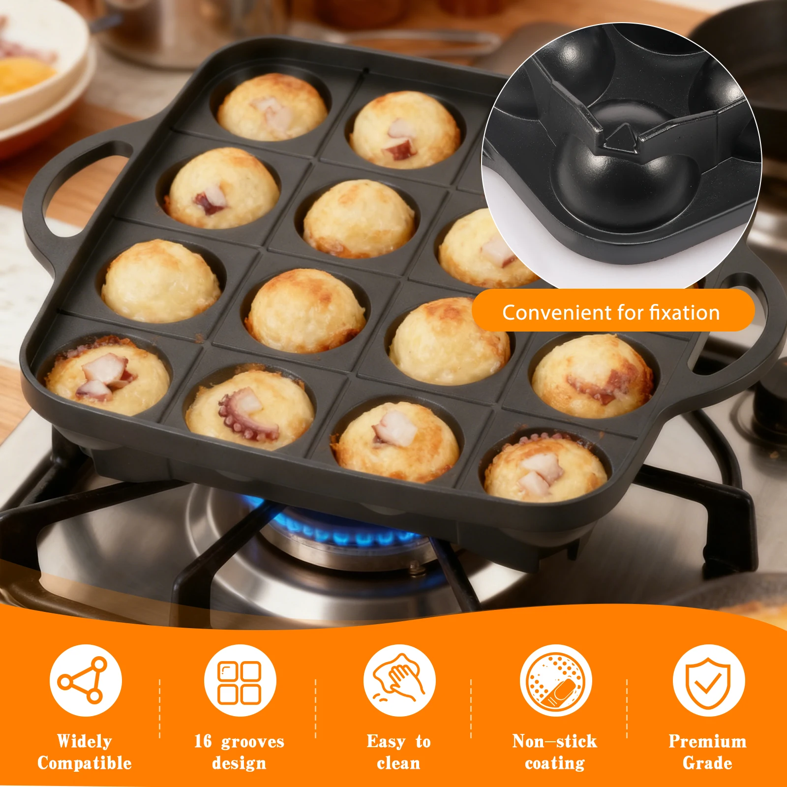 16 Holes Takoyaki Pan Cast Alu - Takoyaki Pan Cast ulasan dan harga