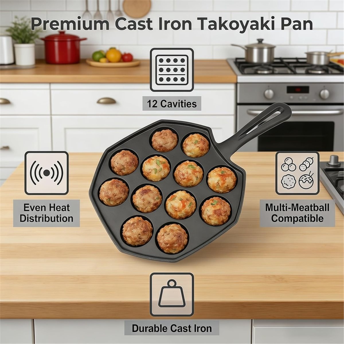 Cast Iron Takoyaki Pan 12 Hole - Takoyaki Pan Cast ulasan dan harga