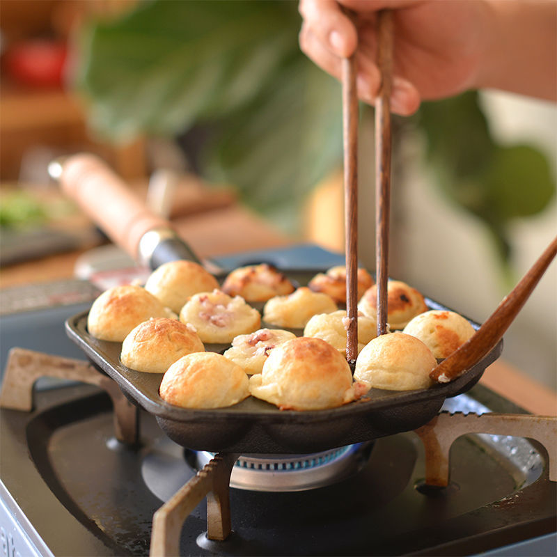 12/14 Hole Takoyaki Pan Wooden - Takoyaki Pan Cast ulasan dan harga