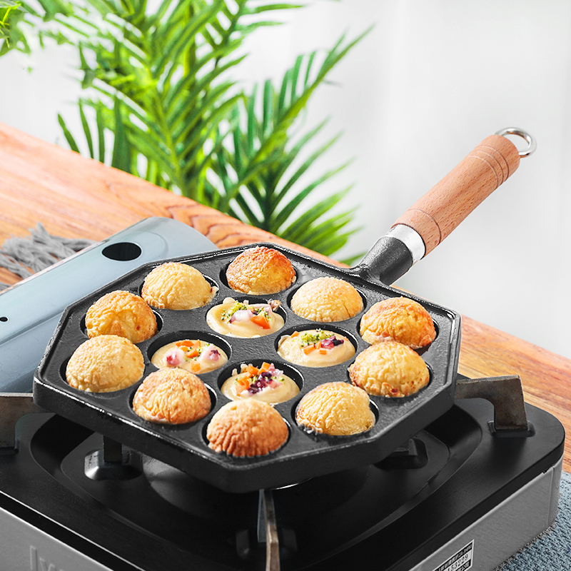 12/14 Hole Takoyaki Pan Wooden - Takoyaki Pan Cast ulasan dan harga